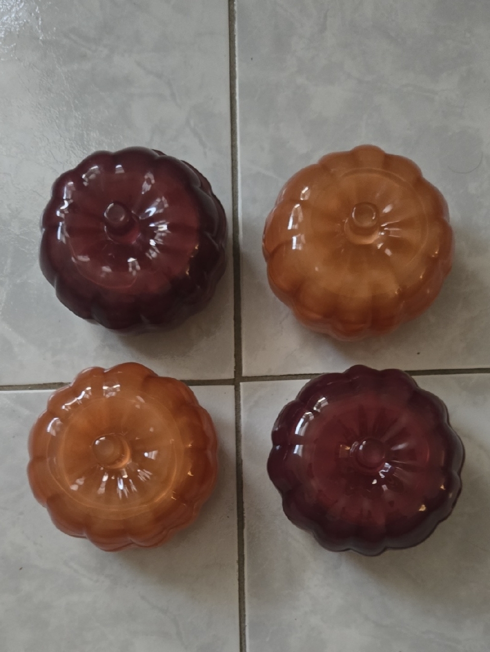 Bundle of 4 Pumpkin Shaped Empty Candle Holder/jewelry Holder, 5 Oz Size